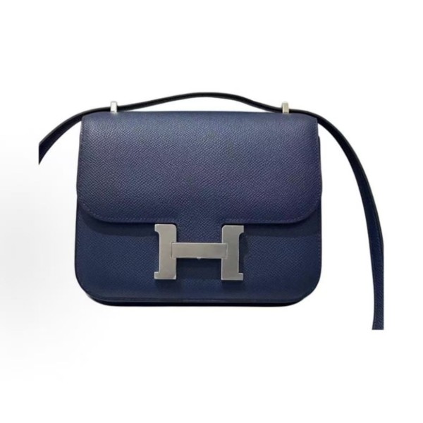 HERMES Constance 18 Silver buckle crossbody single-shoulder bag 18 Women\'s 7U Navy Navy Blue